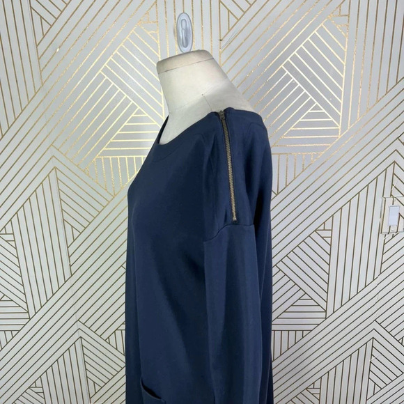 Hobbs London Navy‎ Blue Zip Shoulder Pocket Shift Dress Size US 6 - Picture 7 of 12
